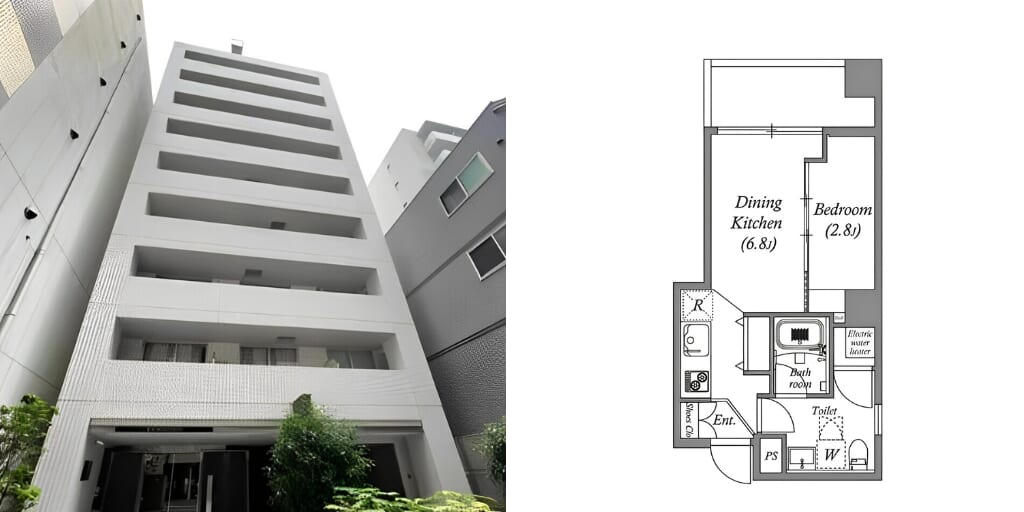 アブレイズ不動産note｜赤羽橋駅探訪記｜オーパスホームズ芝公園の1DKタイプのご紹介です！｜仲介手数料無料～半額以下保証