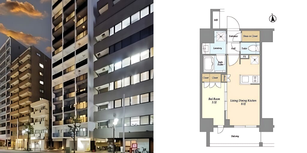 アブレイズ不動産note｜大森駅探訪記｜シーズンフラッツ大森北の1LDKタイプのご紹介です！仲介手数料無料～半額以下保証