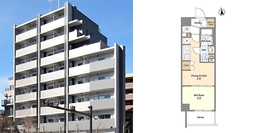 アブレイズ不動産note｜中野坂上駅探訪記｜エムレジデンス中野坂上の1DKタイプのご紹介です！仲介手数料無料～半額以下保証